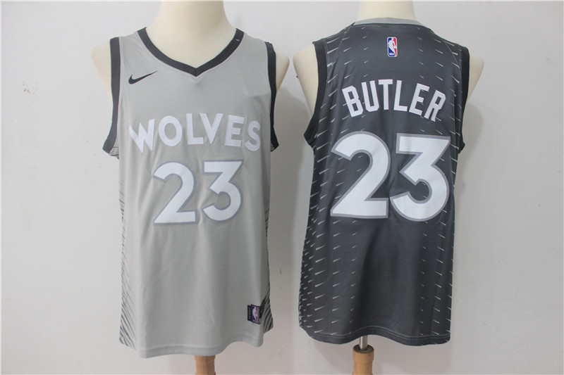 Men Minnesota Timberwolves #23 Butler Grey Game Nike NBA Jerseys